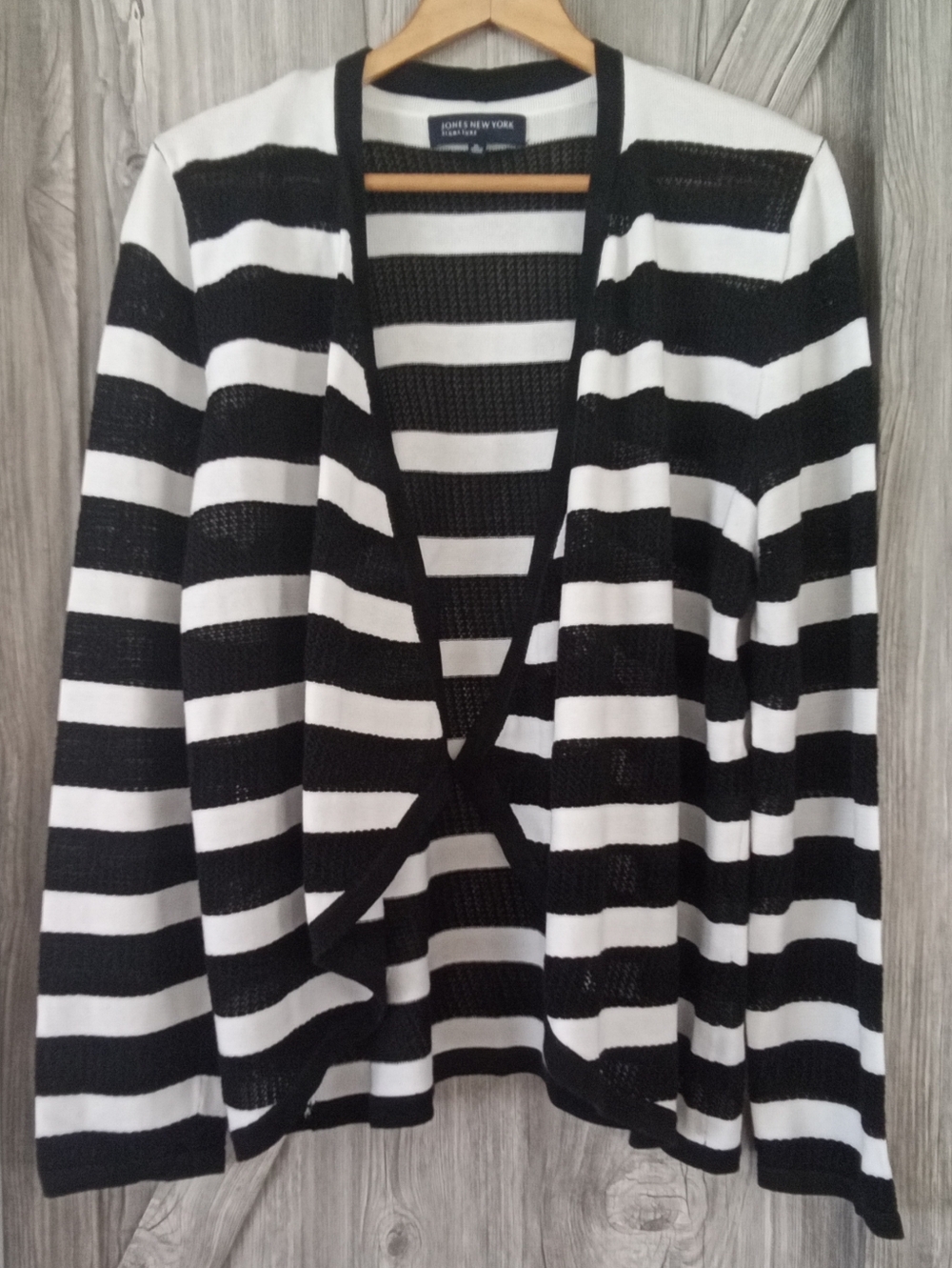 Jones New York Striped Open Cardigan L/XL